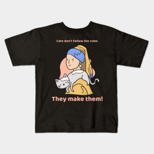 Cat Design- Johannes Vermeer- Arts Kids T-Shirt